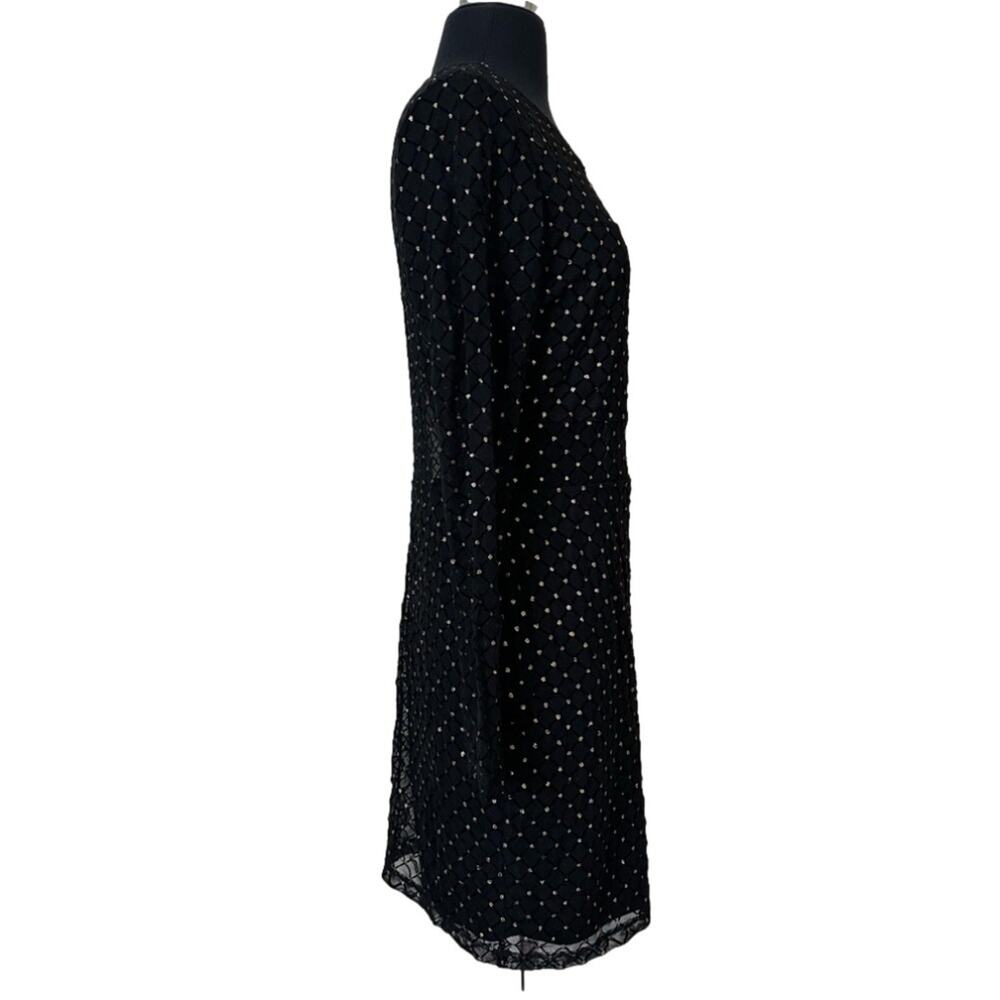A.U.W. Black Sheer Long Sleeve Mesh Glitter Velvet Dress Fairy Whimsigoth Sz XL - Picture 4 of 15